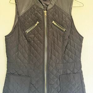 Black and faux leather quilted